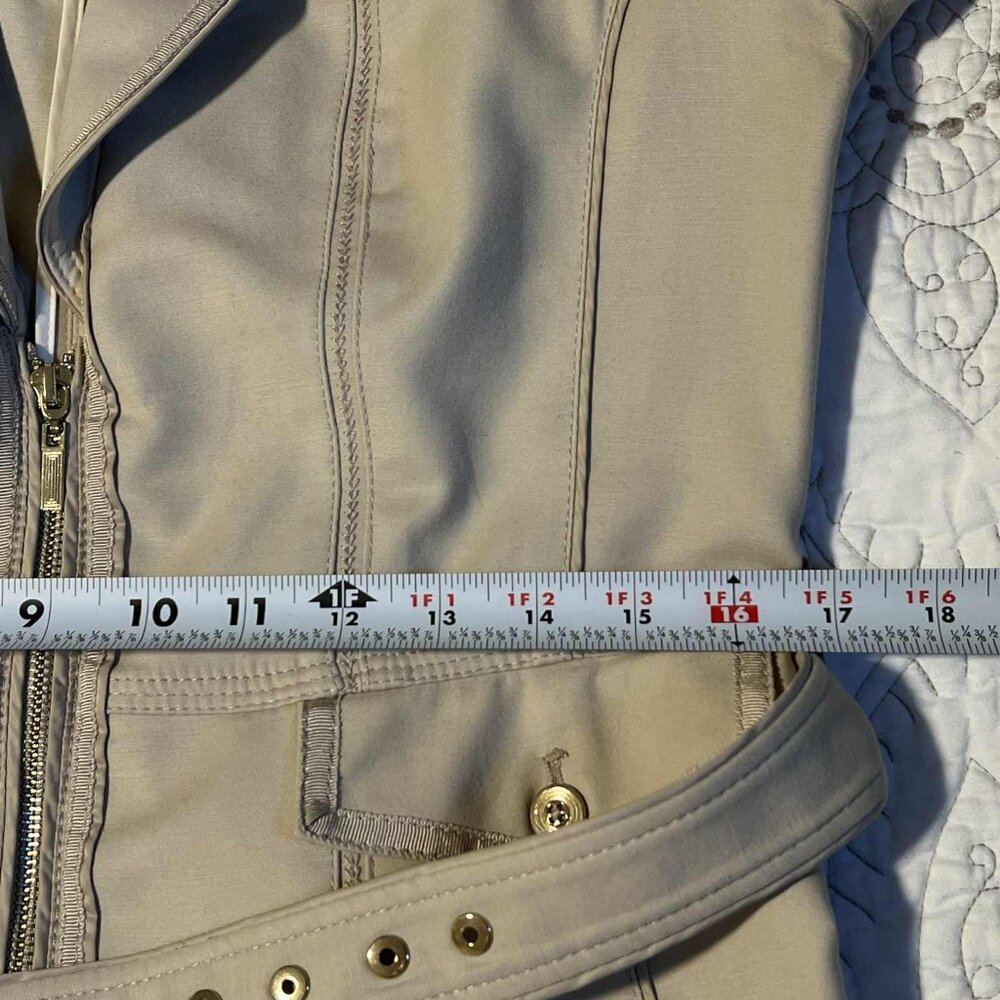 White House Black Market Belted Jacket Tan Lightweight Size 8 - Picture 2 of 13